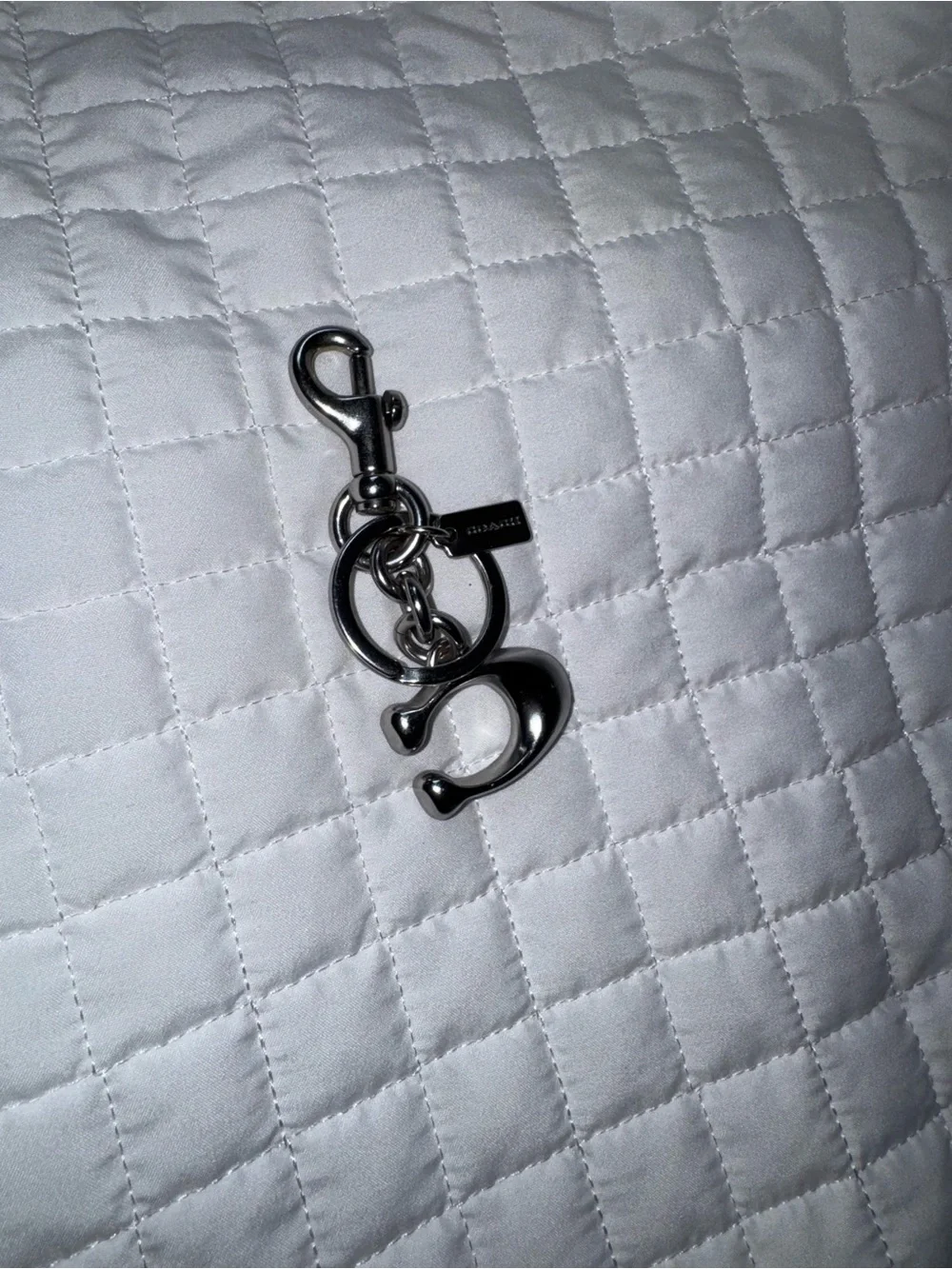 Coach Silver-Tone Sculpted 'C' Keychain bag charm - Picture 2 of 6